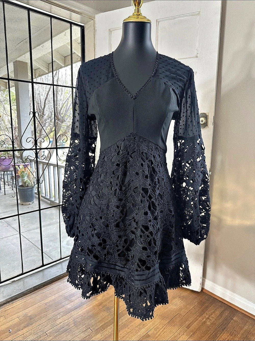 IN A Black Lace Mini Dress Size Small Like New